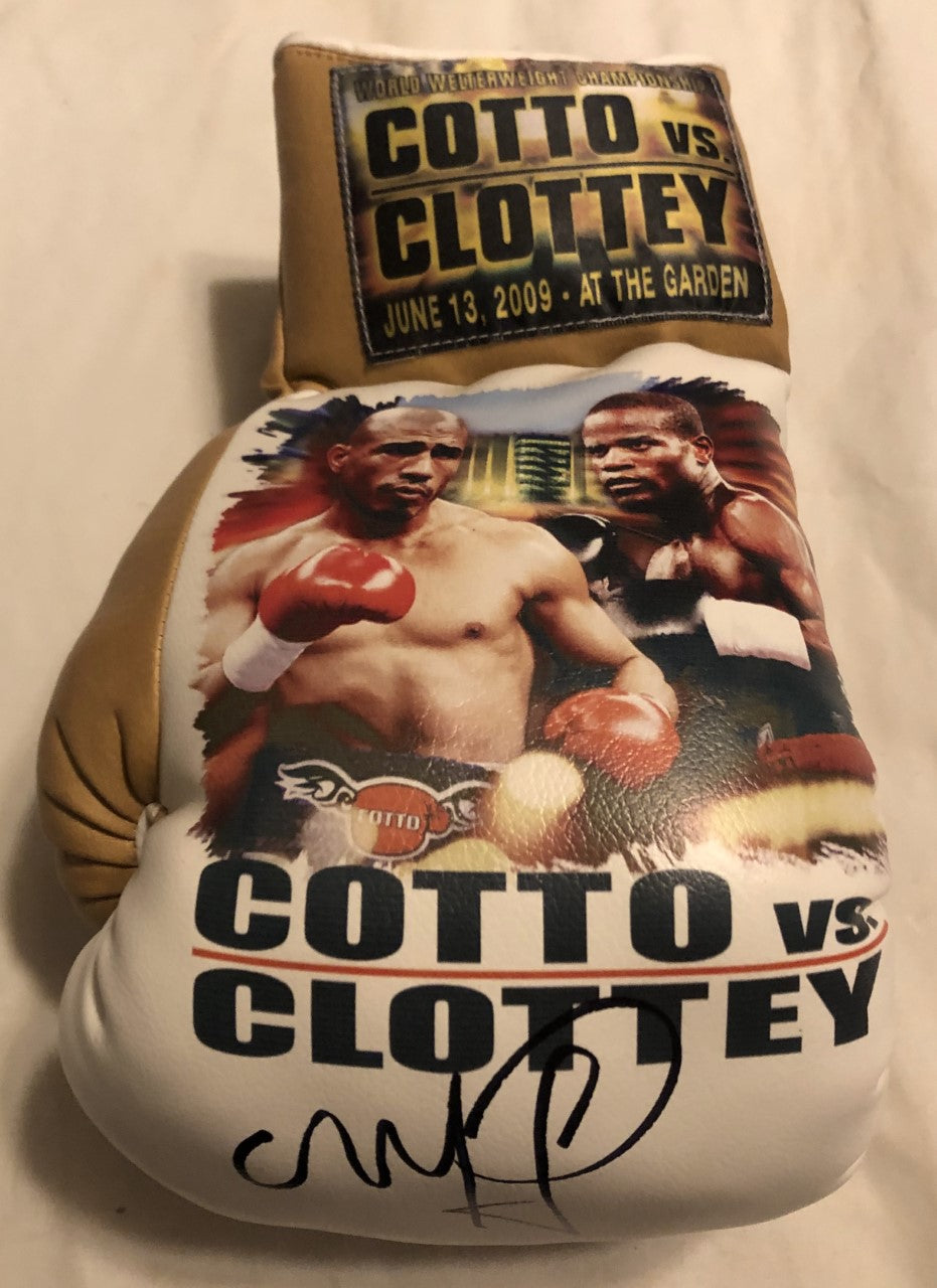 Cotto vs Clottey Autographed and silk screen Custom Boxing Glove