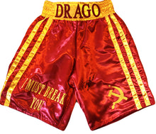 Dolph Lundgren Red and Yellow Drago Hand made Boxing Trunks signed
