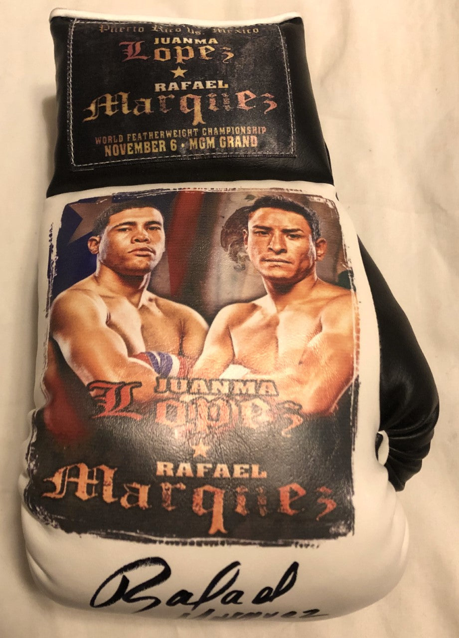 Lopez vs Marquez Autographed and silk screen Custom Boxing Glove