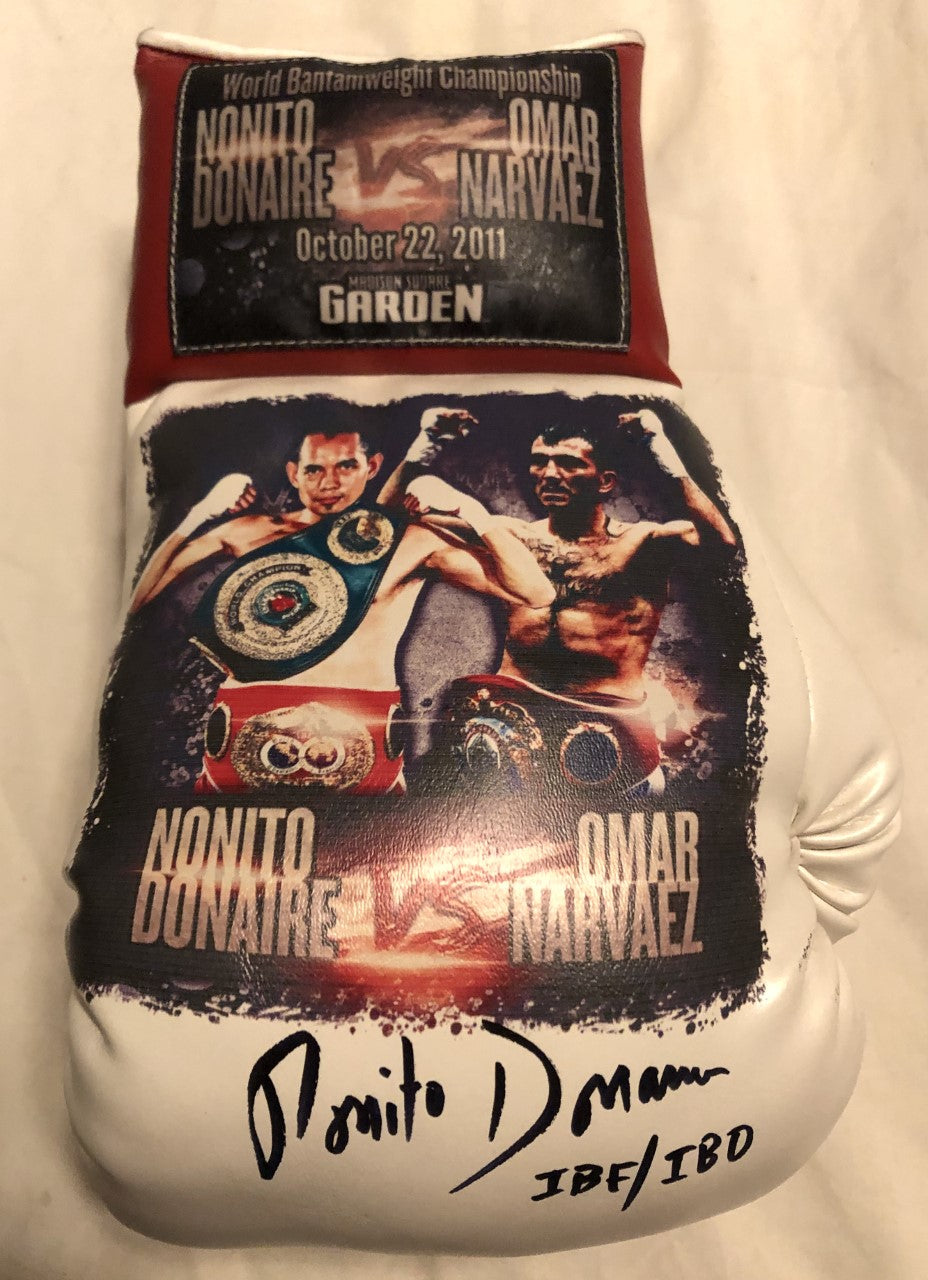 Nonito Donaire vs Narvaez Autographed and silk screen Custom Boxing Glove