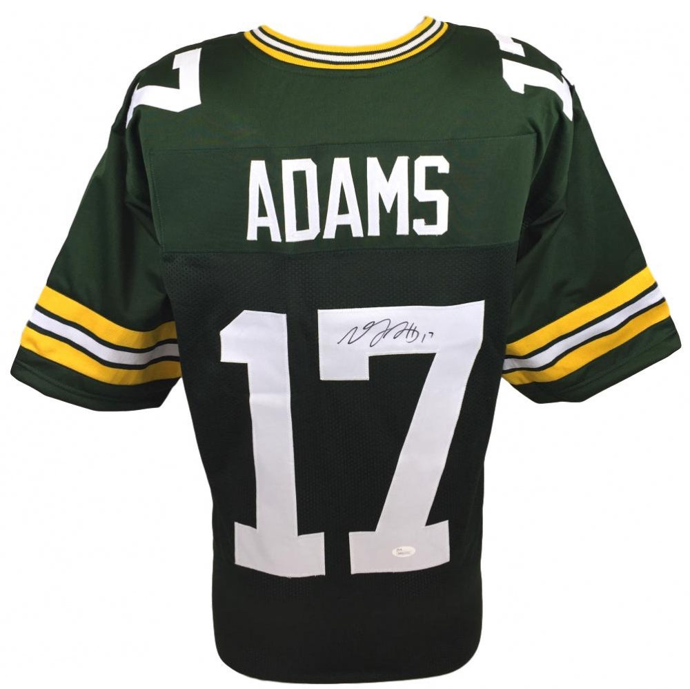 Press Pass Collectibles Davante Adams Authentic Signed Green Pro Style Jersey w/ Yellow #'s BAS Witness