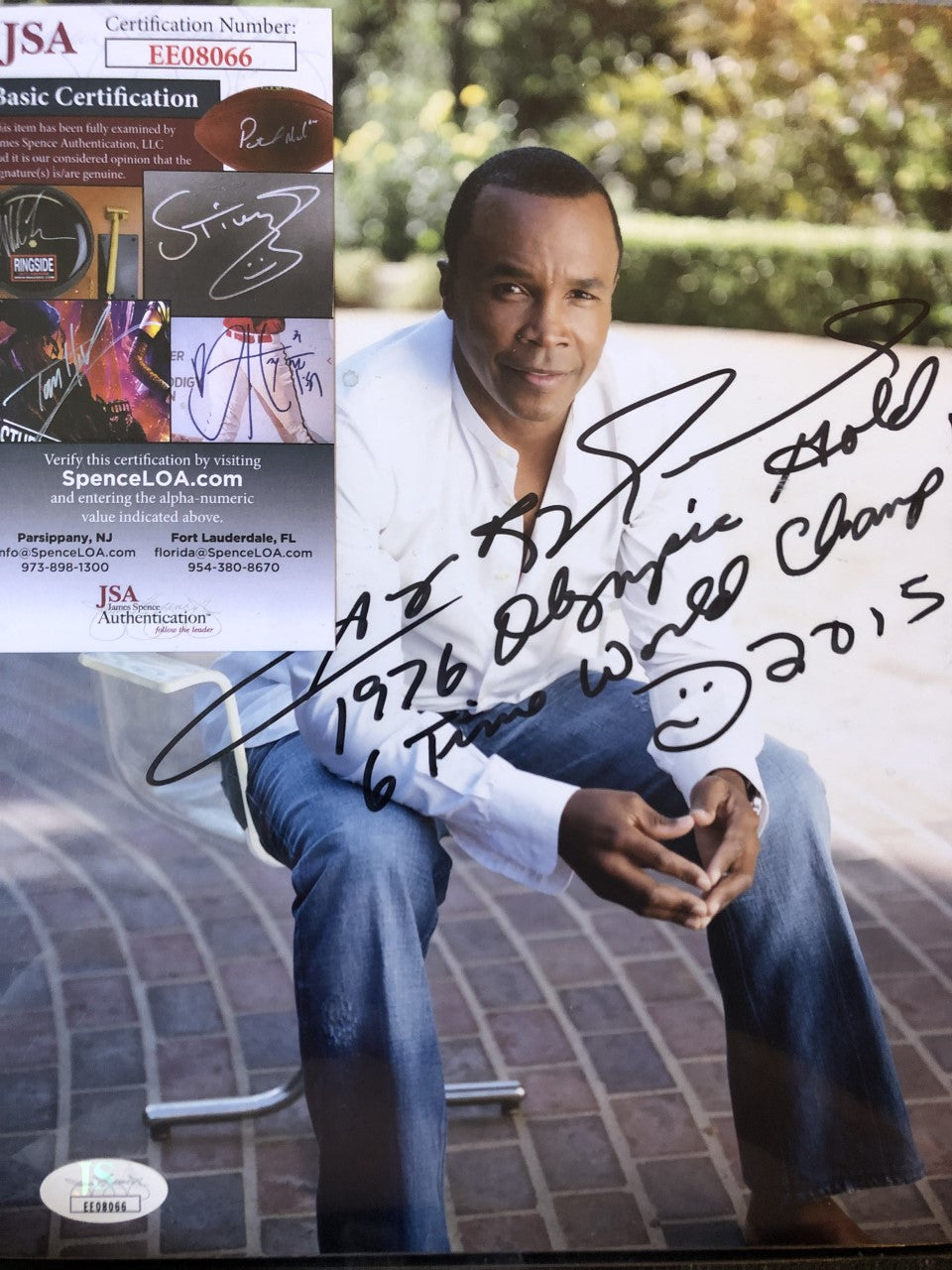 Sugar Ray Leonard Autographed 8x10 Boxing Photo Signed with Ultra inscription JSA Cert