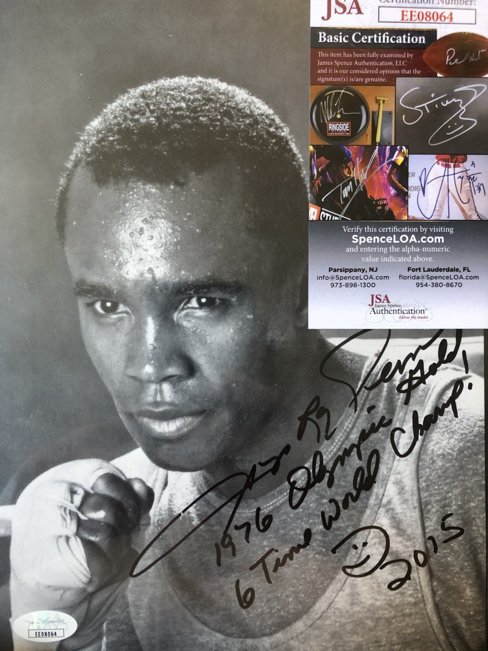 Sugar Ray Leonard Autographed 8x10 Boxing Photo Signed with Rare inscription JSA Cert