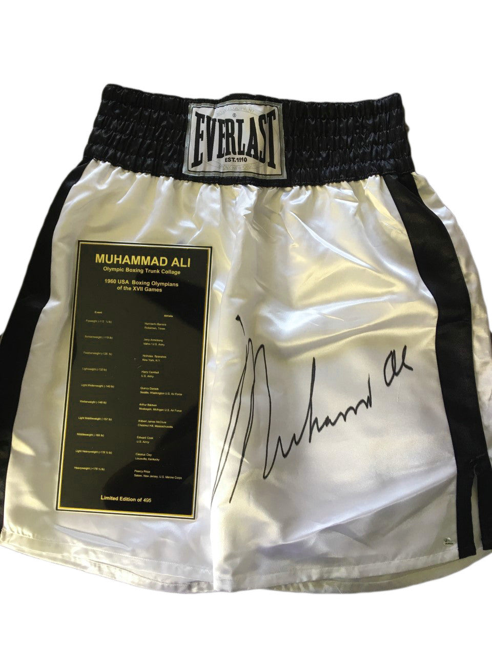 Muhammad Ali Autographed Everlast Largest Signature on Boxing Trunks OA Certified