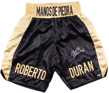 Roberto Duran Custom Boxing Trunks Autographed in Silver Signature Beckett Cert