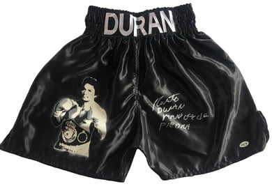 Roberto Duran Autographed Custom Painted Boxing Trunks with WBC certification