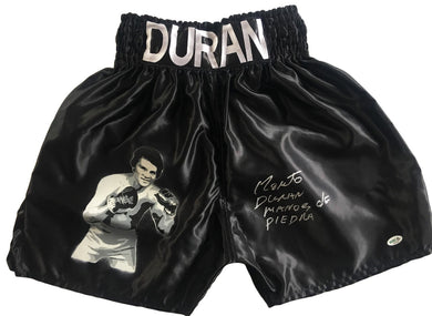 Roberto Duran Custom Painted Boxing Trunks with extra inscription and WBC certified