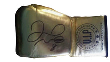 Floyd Mayweather Jr. Gold VIP Rare Autographed Boxing Glove with Photo Proof.