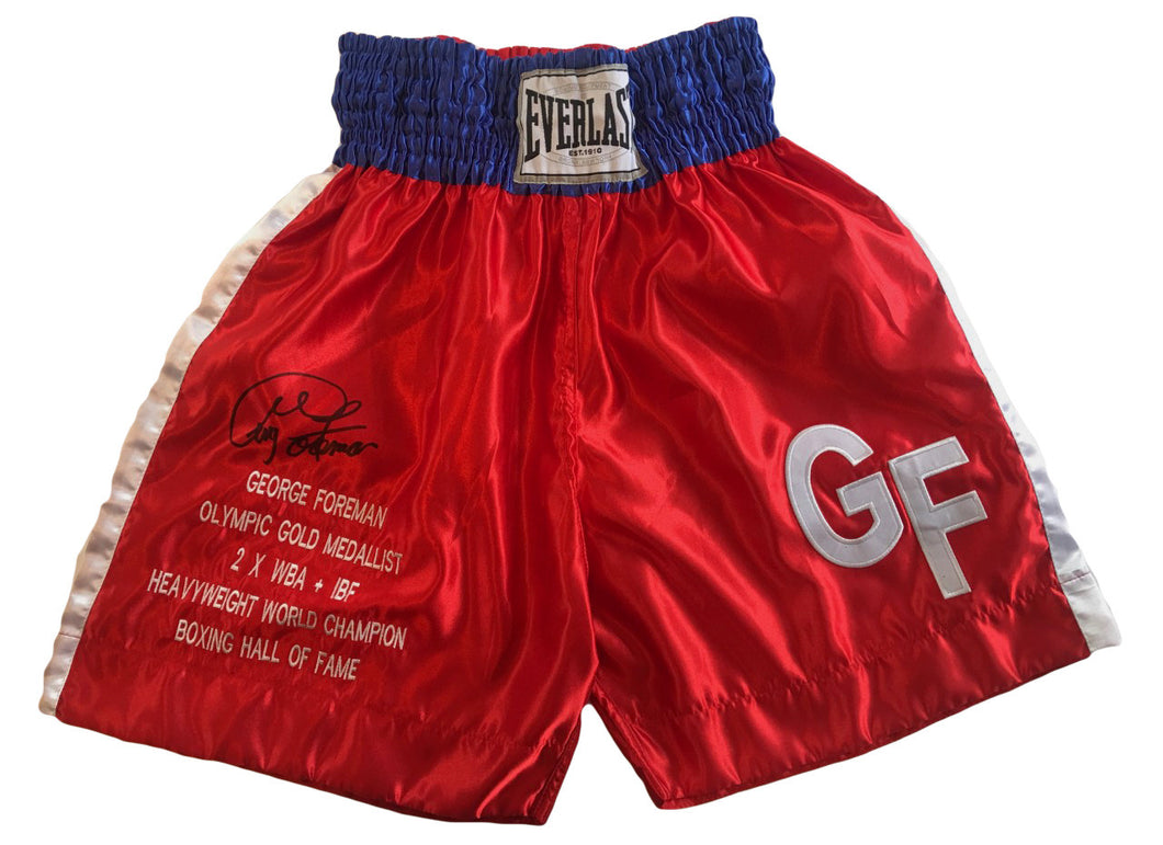 George Foreman Autographed Custom Made Everlast Boxing Trunks ...