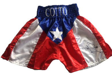 Miguel Cotto Signed Puerto Rico Custom Made Boxing Trunks, JSA