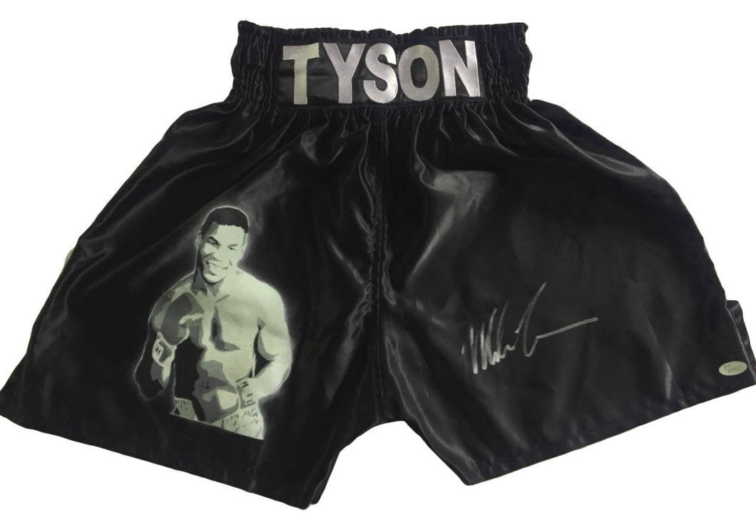 Autographed Mike Tyson Custom Painted Boxing Trunks JSA Certified