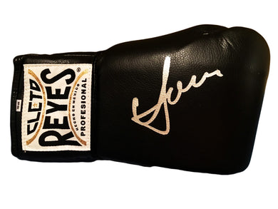 Boxer Vasyl Lomachenko Autographed Reyes Black Boxing Glove in Silver Signature