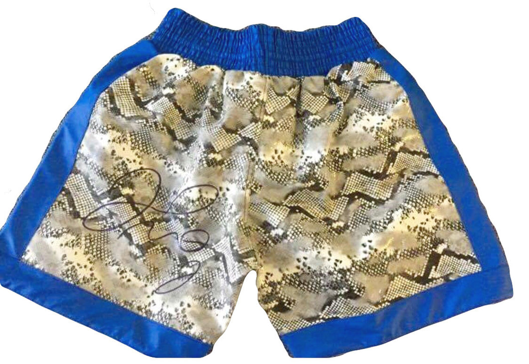 Floyd Mayweather Jr., Autographed Custom Made Boxing Trunks with Photo –