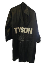 Mike Tyson Autographed Custom Made Black hooded Boxing Robe signed in Silver and JSA certified.