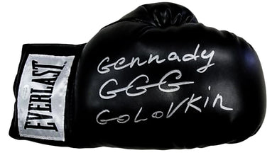 Boxer Gennady Golovkin Autographed Everlast Black Boxing Glove in Silver Signature