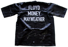 Custom Boxing robe has been hand-signed in silver paint-pen by Floyd Mayweather Jr.