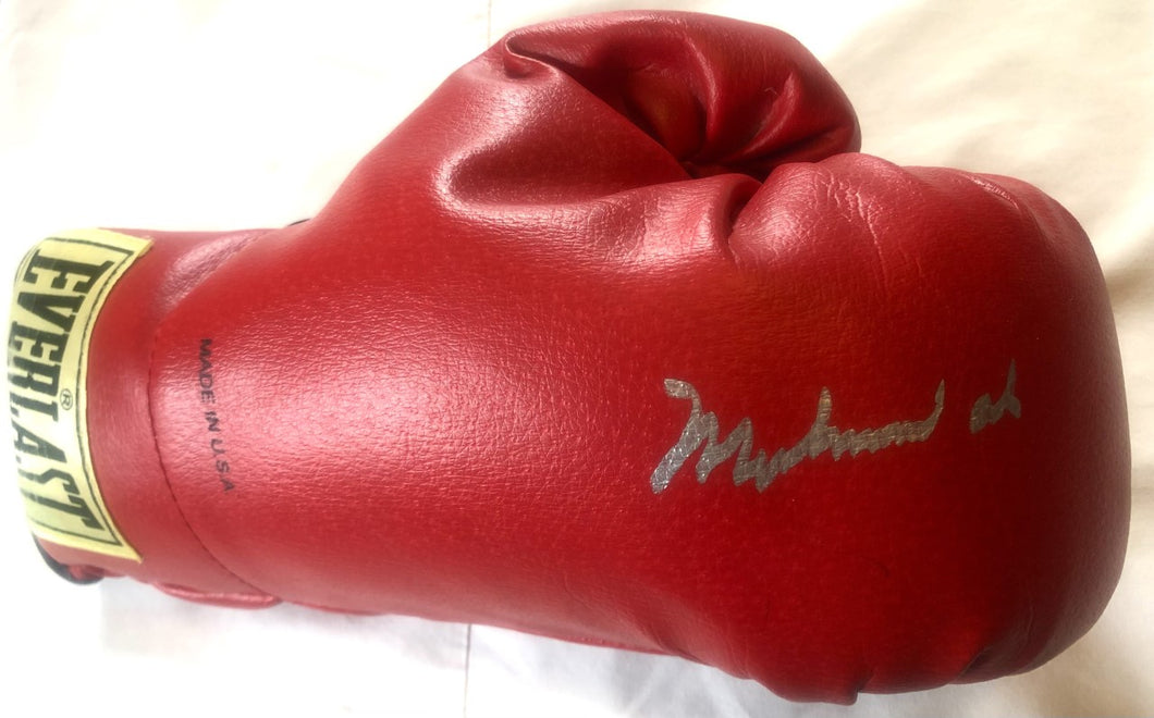 Muhammad Ali Silver Autographed Everlast Old Vintage Boxing Gloves, PSA