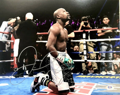 Floyd Mayweather Autographed/Signed 11X14 Winner Photo PSA Signed in Silver