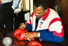 Muhammad Ali and Joe Frazier Autographed Vintage Everlast Red Boxing Gloves Superstar Greetings certified