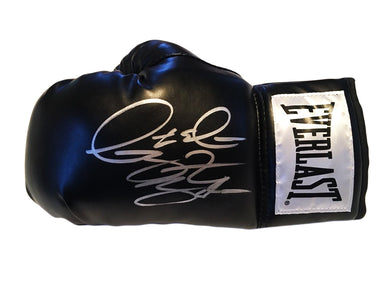 Deontay Wilder black everlast Autographed boxing glove in Silver marker